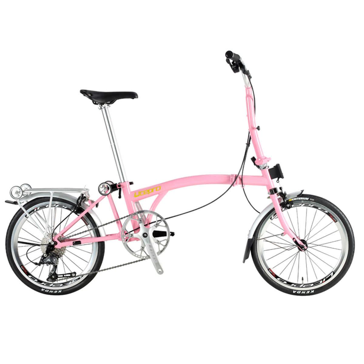 MEROCA Litepro 16Inch External 9 Speed Trifold Folding Bicycle Straight M Handlebar Steel Frame