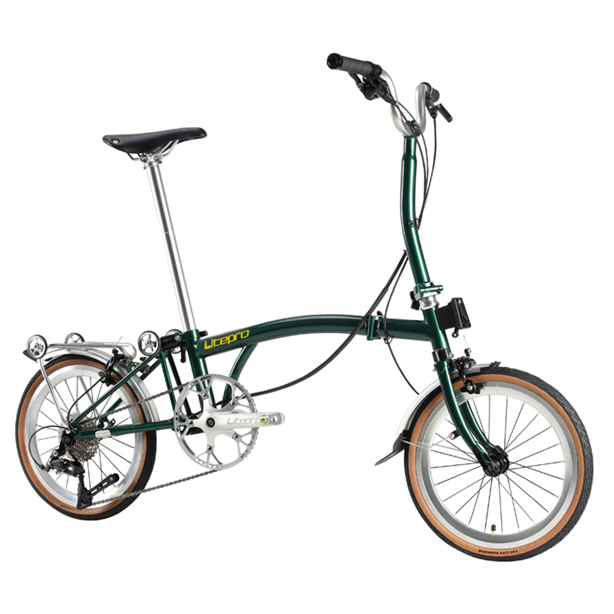 MEROCA Litepro 16Inch External 9 Speed Trifold Folding Bicycle Straight M Handlebar Steel Frame