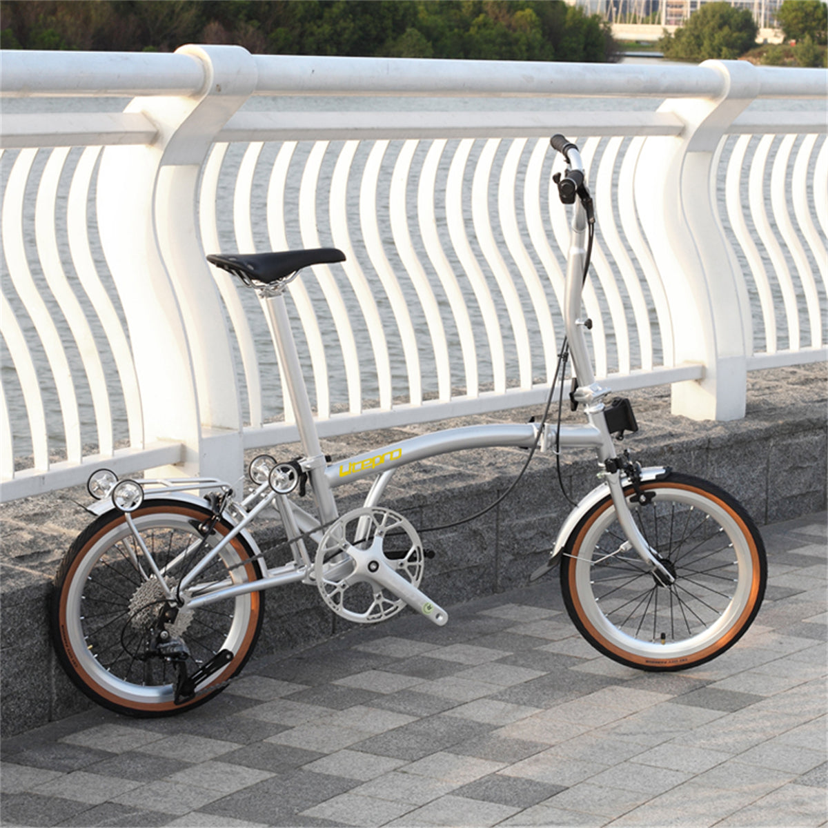 MEROCA Litepro 16Inch External 9 Speed Trifold Folding Bicycle Straight M Handlebar Steel Frame