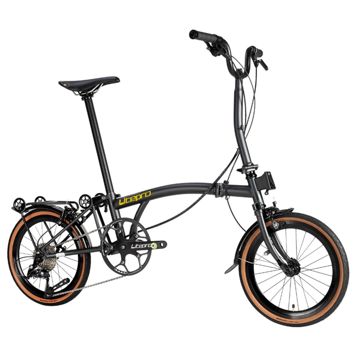 MEROCA Litepro 16Inch External 9 Speed Trifold Folding Bicycle Straight M Handlebar Steel Frame