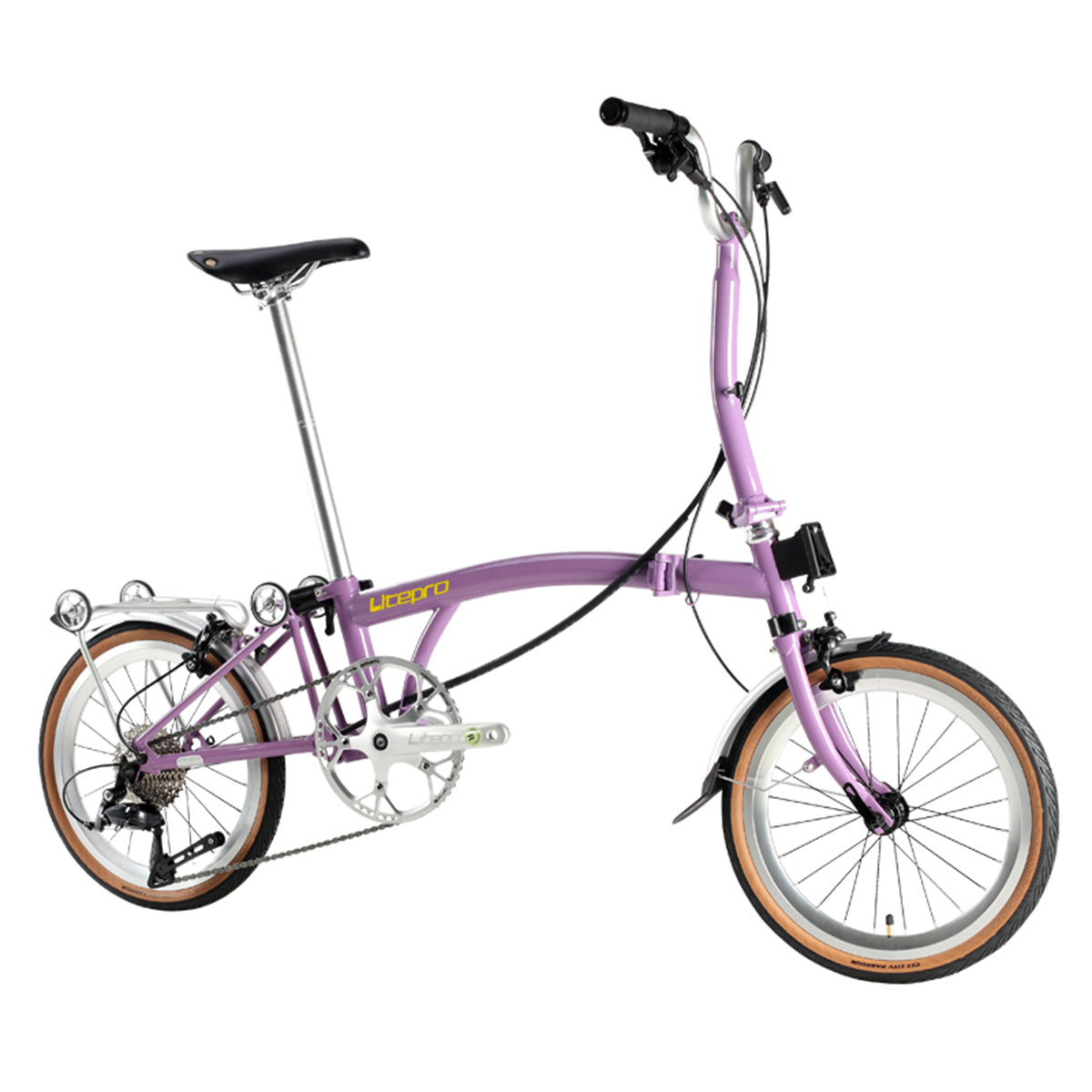 MEROCA Litepro 16Inch External 9 Speed Trifold Folding Bicycle Straight M Handlebar Steel Frame