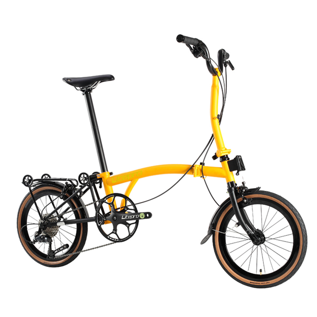 MEROCA Litepro 16Inch External 9 Speed Trifold Folding Bicycle Straight M Handlebar Steel Frame
