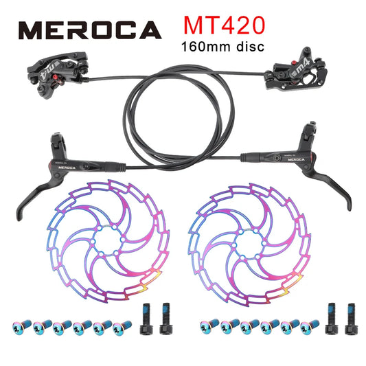 MEROCA M4 Bicycle Brake Four Piston Mountain Bike Hydraulic Brakes 800/1400 mm 160 Rotor Disc Mineral Oil Brake MTB Patrts
