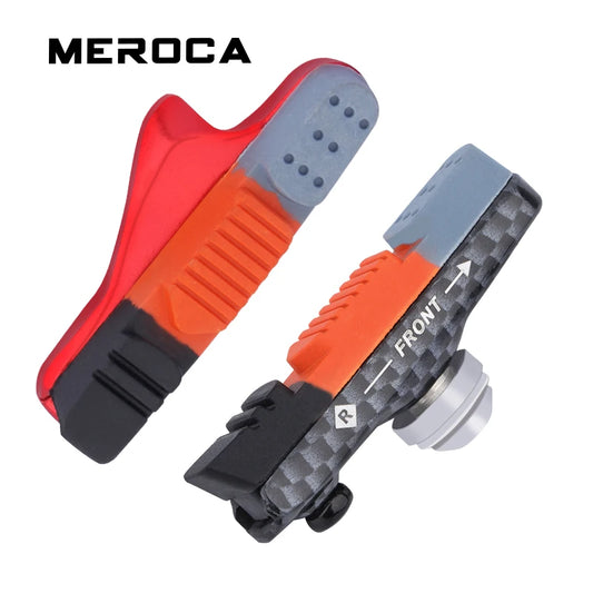 MEROCA Road Bike Brake Pads V-brake Pad With Mud Trough Silent Aluminum Alloy Rim C Brake Pads Rubber Sheet Bicycle Accessories