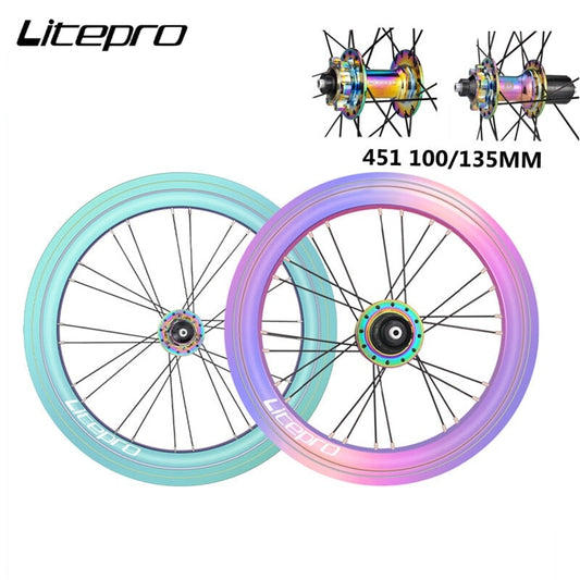 MEROCA Litepro Elite AERO S42 20 Inch Wheelset 100/135mm 4 Bearings 451 V Disc Brake Rainbow Sealed Rims Wheel For 8/9/10/11 Speed