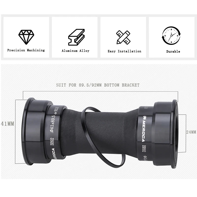 MEROCA M92 Bicycle Bottom Bracket Sealed Bearing 41mm Aluminum Alloy BB Waterproof Crank Set Axis Parts For Mountain Bike