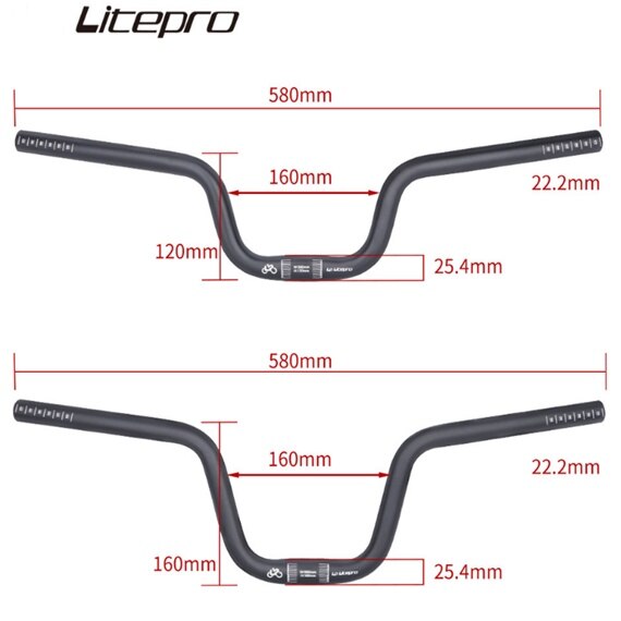 MEROCA Litepro Elite BMX Folding Bike Swallow Bent Handlebar 25.4*580MM U Shape Handle Bar Lift 120/160mm Swallow Handle Bar 275/290g