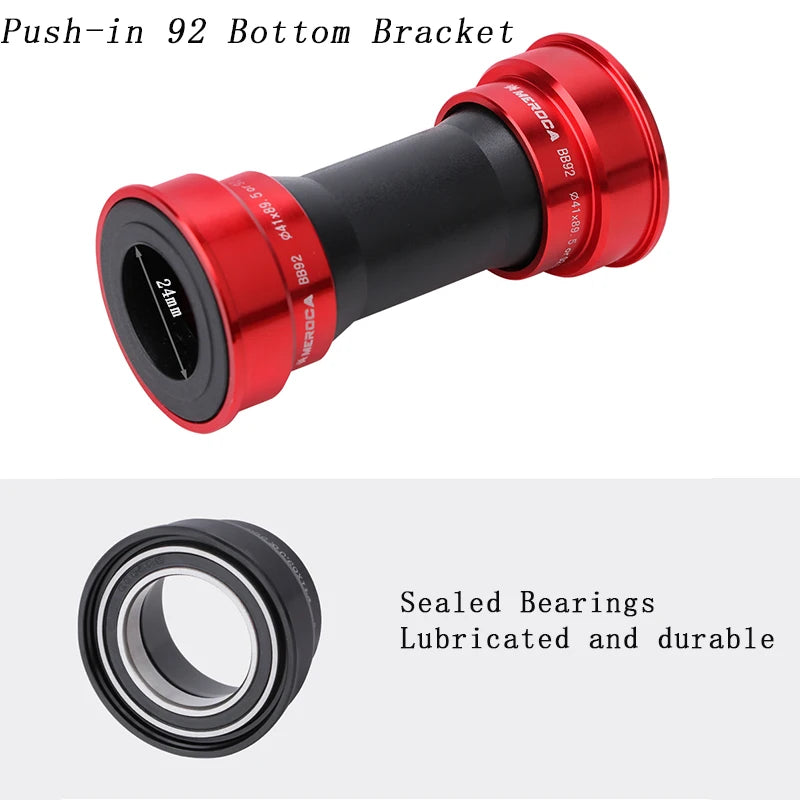 MEROCA M92 Bicycle Bottom Bracket Sealed Bearing 41mm Aluminum Alloy BB Waterproof Crank Set Axis Parts For Mountain Bike