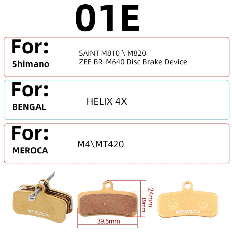 MEROCA Four-piston Mtb Bike Hydraulic Brake Pads For Saint M810 M820 Zeem640 Cycling Bicycle Parts Copper-based Metal Brake Pads
