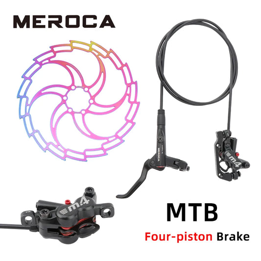 MEROCA Bicycle Oil Brake Mtb Left Front Brake MT420 800/1400mm Hydraulic Right Rear 160mm Disc Brake Bicycle Parts