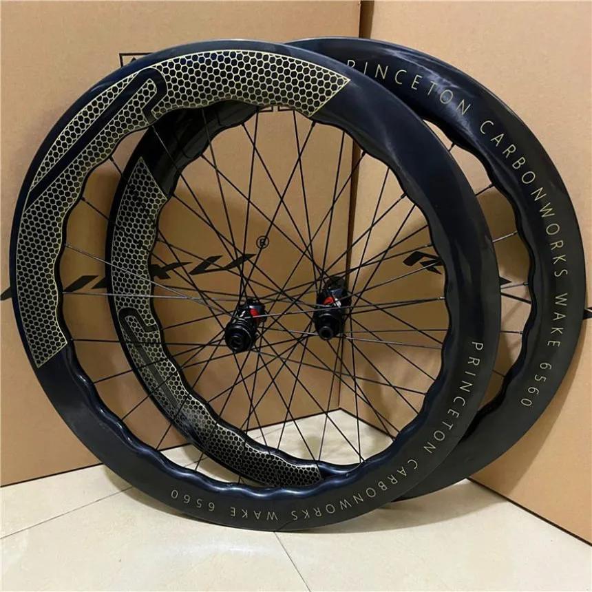 Road Bicycle Prin Ceton Wheelset UD Glossy U Shape 700C Carbon Fibre 65mm Depth Disc Brake Clincher Wheels