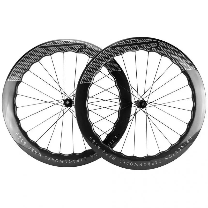 Road Bicycle Prin Ceton Wheelset UD Glossy U Shape 700C Carbon Fibre 65mm Depth Disc Brake Clincher Wheels