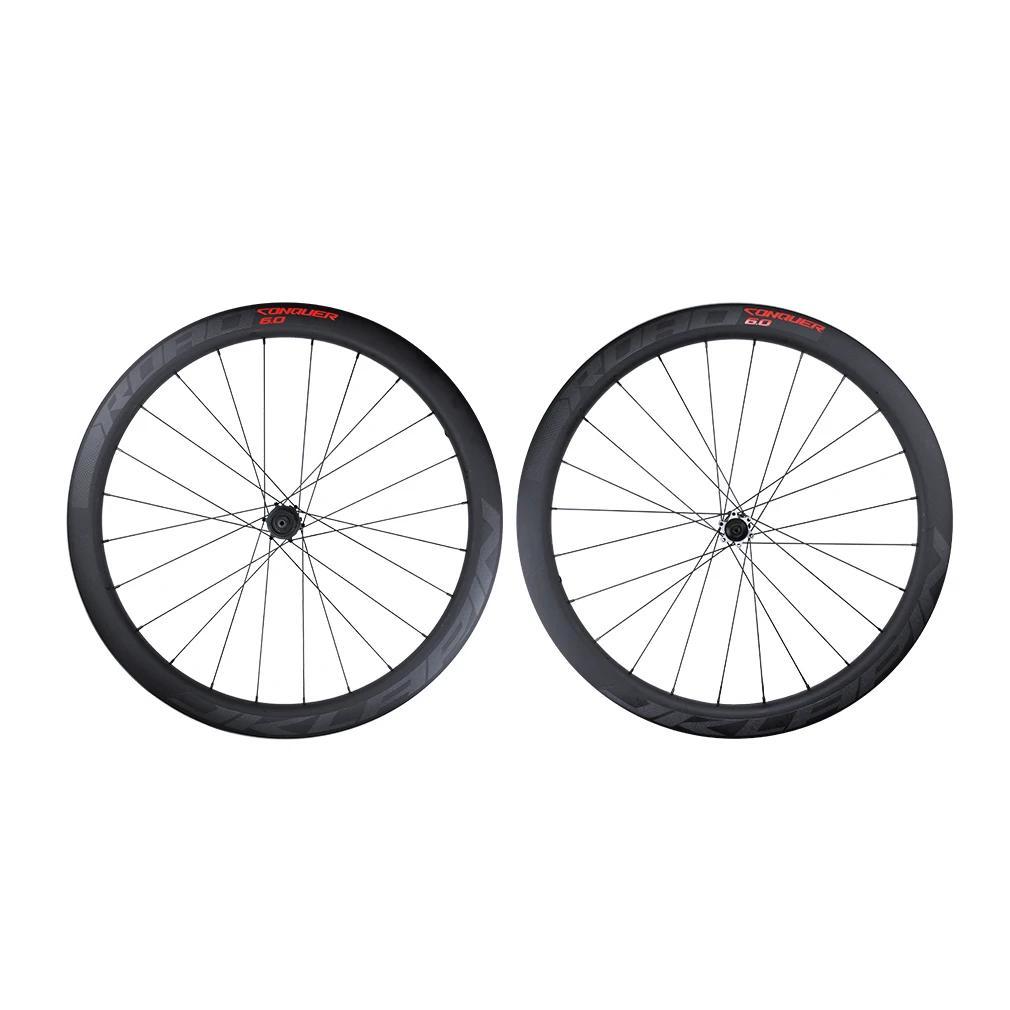 MEROCA 700C Carbon Fibre Road Bike Wheels Disc Brake 24Holes 11S Wheels Rim 38 48 60 85MM