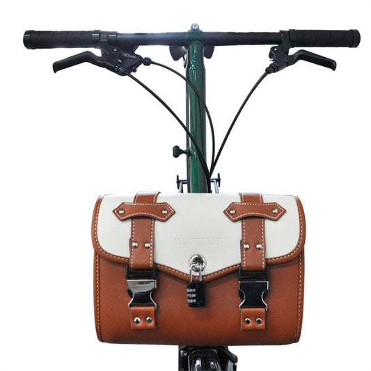 MEROCA For Brompton Bag Vintage Leather Bicycle Font Bag Bike 14 inch For Dahon Luggage