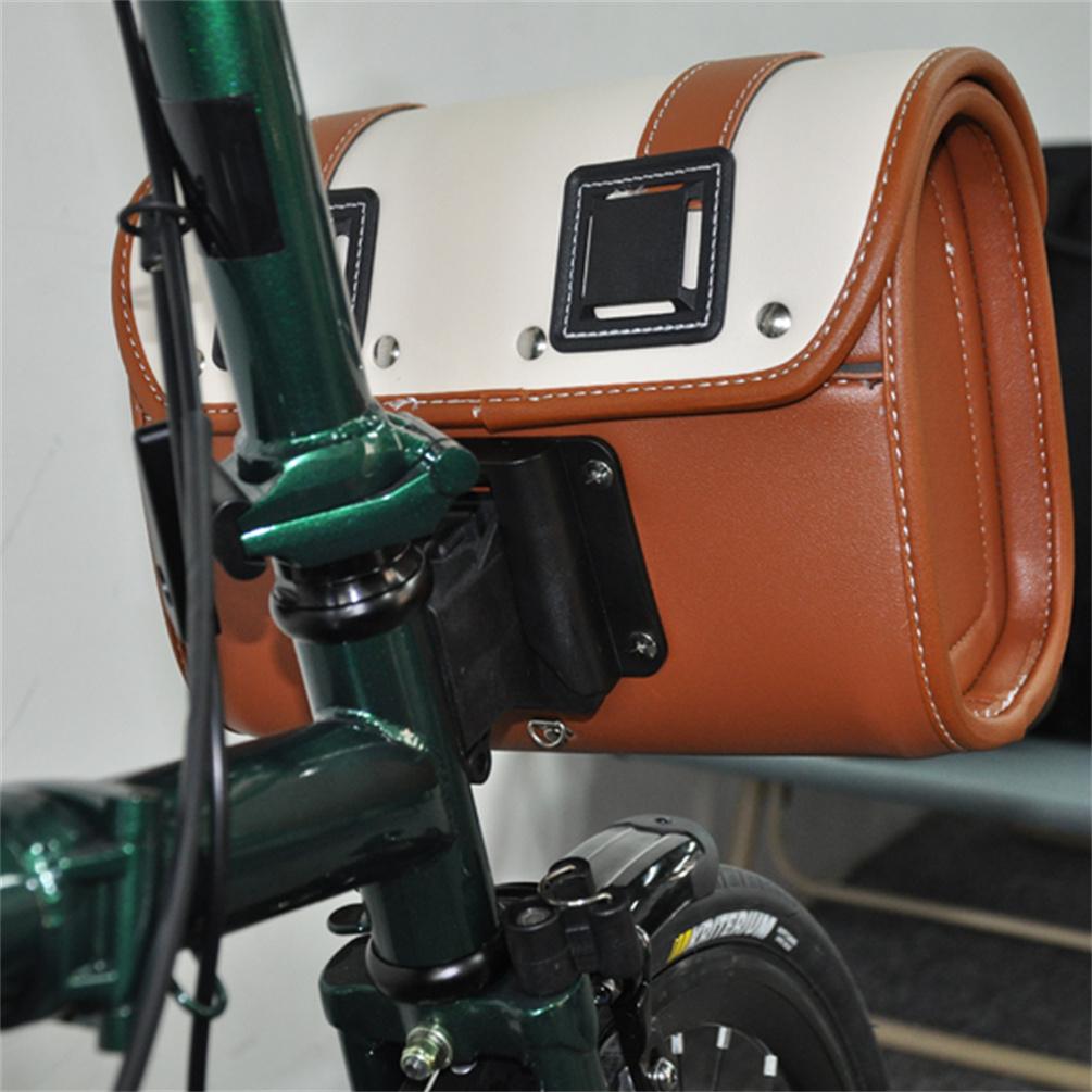 MEROCA For Brompton Bag Vintage Leather Bicycle Font Bag Bike 14 inch For Dahon Luggage