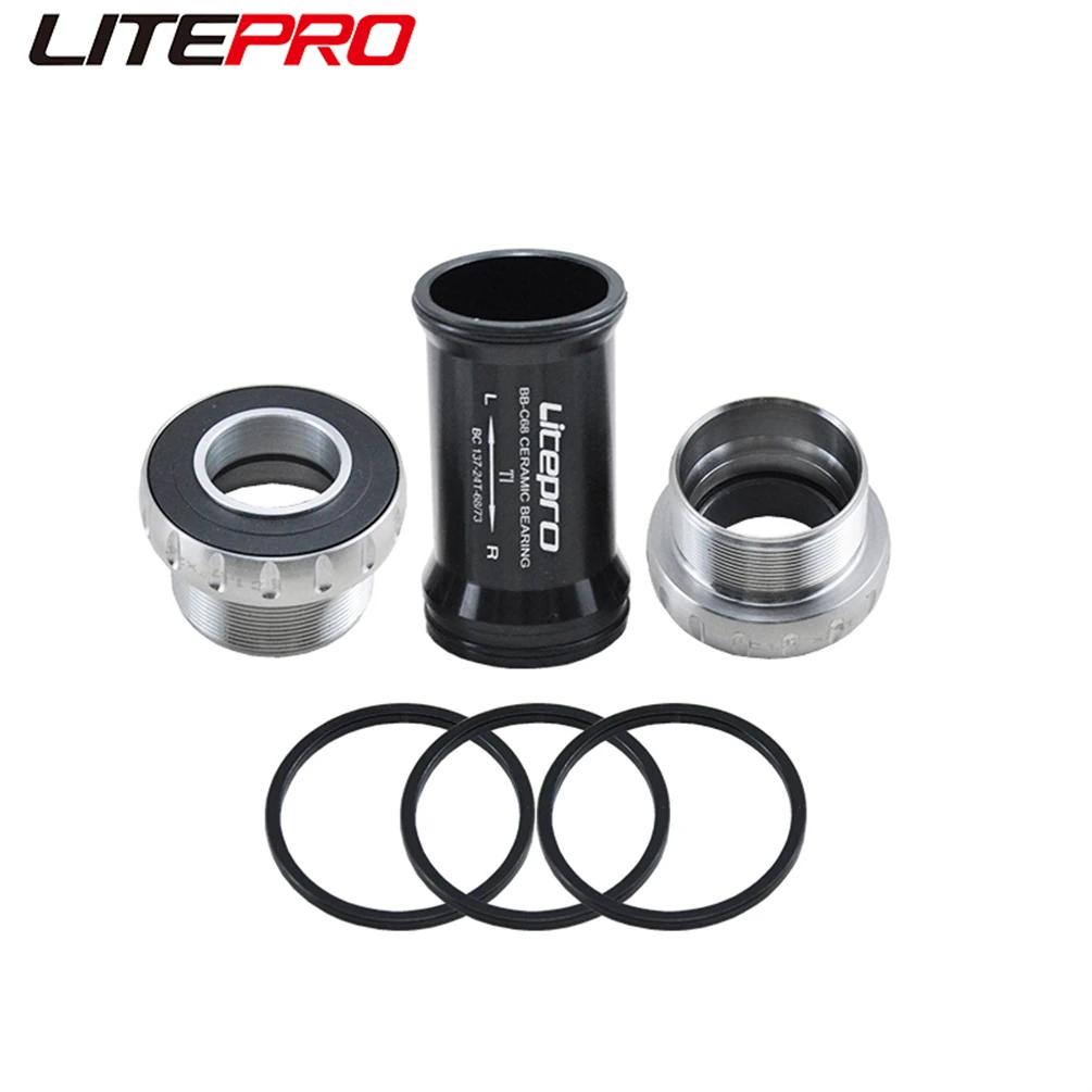 Litepro Ceramic Bottom Bracket 68/73MM MTB Bike Road Bicycle Titanium Alloy BB91 Integrated BB